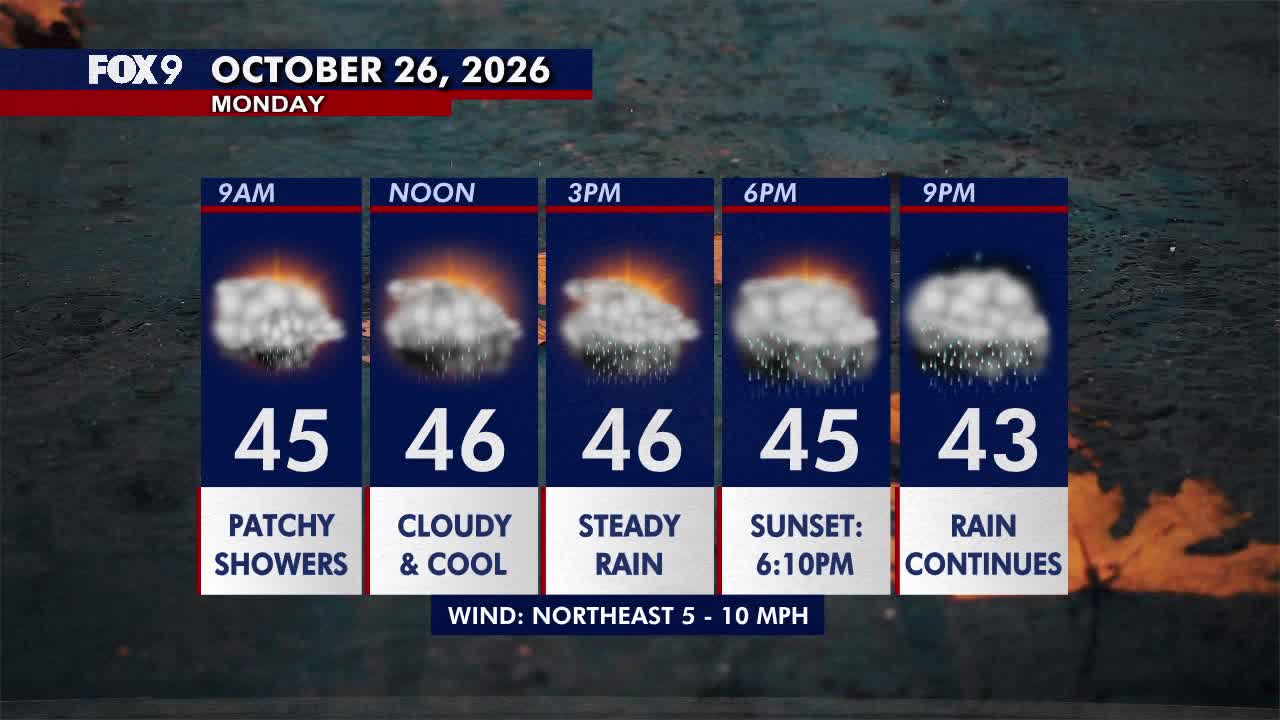 Minnesota weather: Wet, cloudy and cool Monday — FOX 9, St. Louis Park Community news